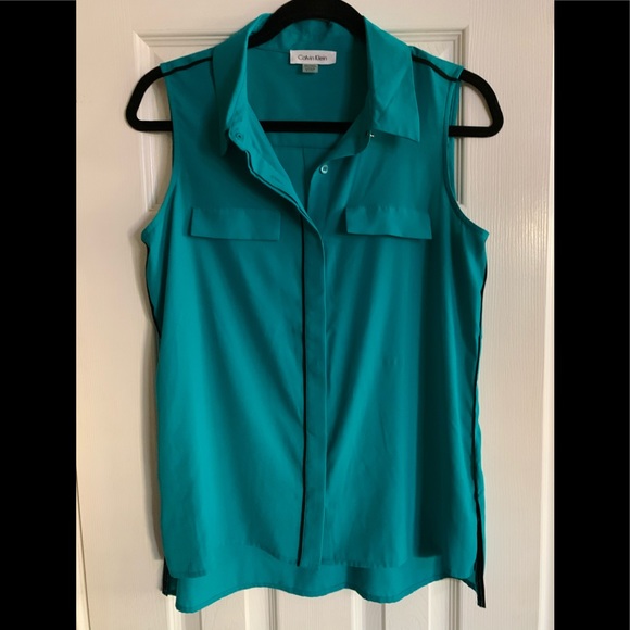 Calvin Klein Tops - Calvin Klein teal sleeveless blouse, small